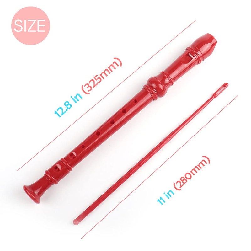 Mr.Power Soprano Recorder German Style C Key for Beginner Student Music Class 3 Piece ABS With Thumb Rest + Fingering Chart + Cleaning Stick + Carrying Bag (Red) - Image 3